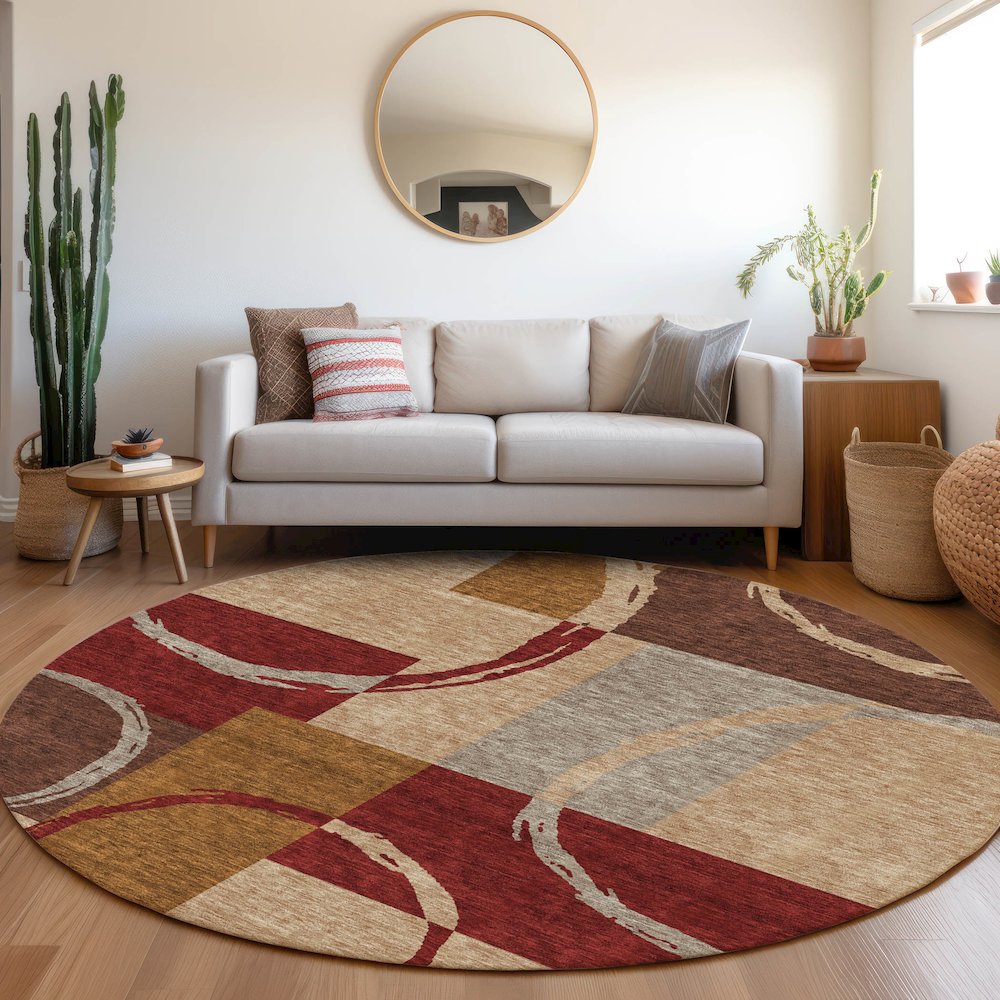 Premium Machine Washable Mayfield AMF943 Wheat 8' x 8' Round Rug. Picture 5