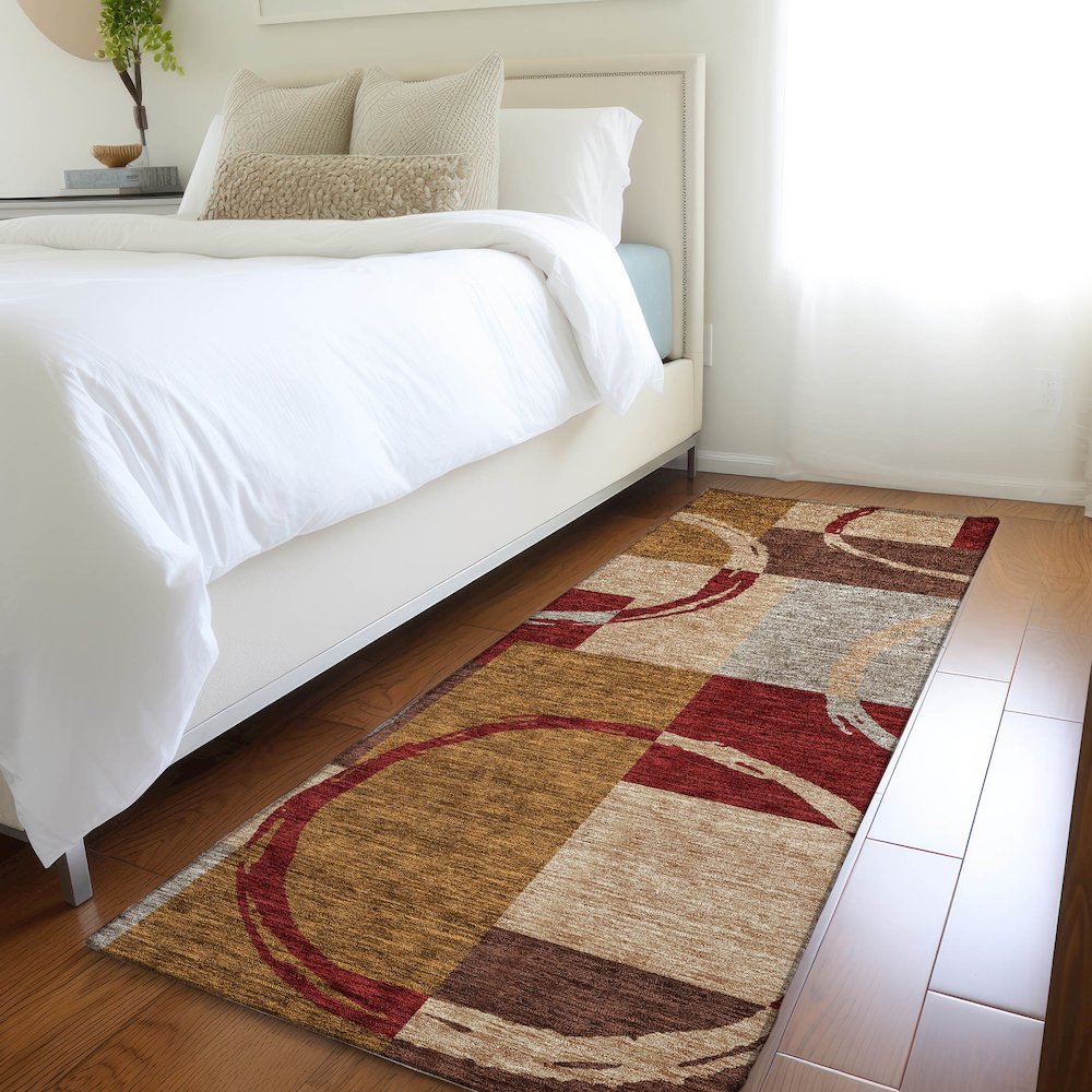 Premium Machine Washable Mayfield AMF943 Wheat 2'3" x 7'6" Runner Rug. Picture 5