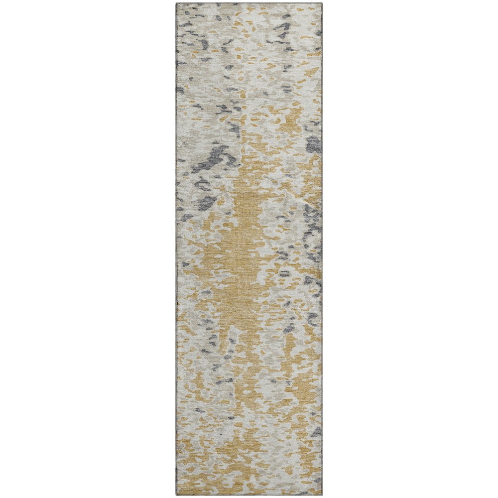 Premium Machine Washable Mayfield AMF944 Gold 2'3" x 7'6" Runner Rug. Picture 1