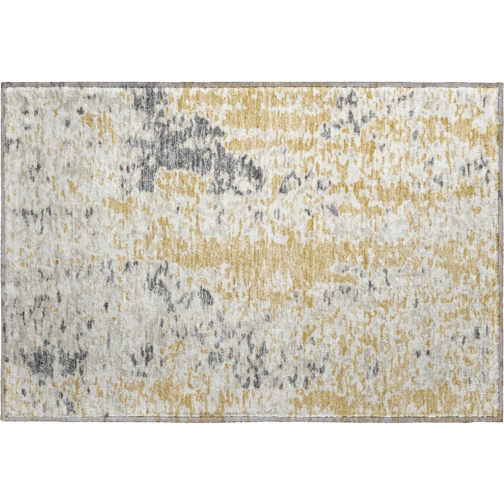 Premium Machine Washable Mayfield AMF944 Gold 1'8" x 2'6" Rug. Picture 1