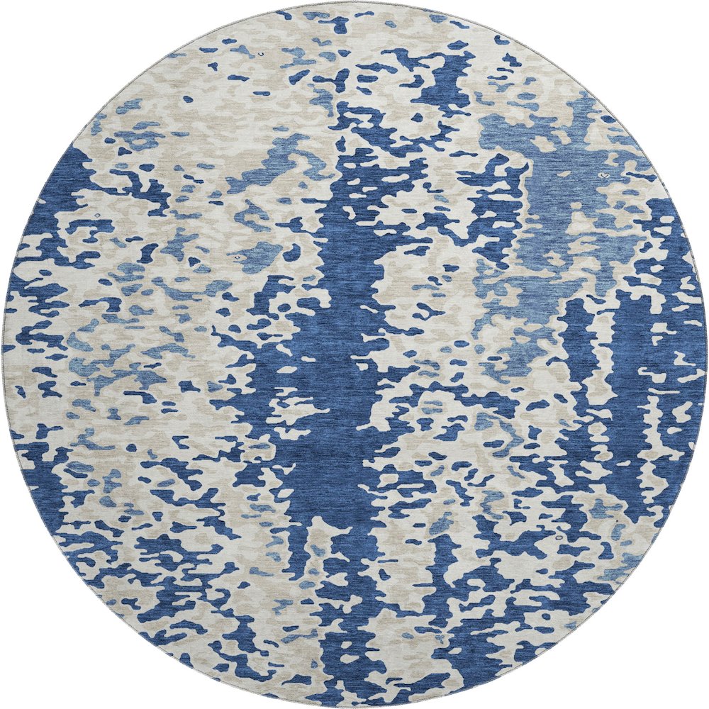 Premium Machine Washable Mayfield AMF944 Navy 8' x 8' Round Rug. Picture 1