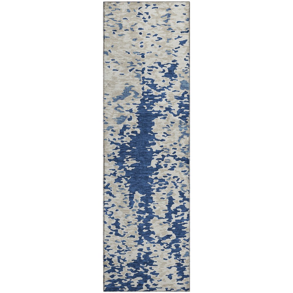 Premium Machine Washable Mayfield AMF944 Navy 2'3" x 7'6" Runner Rug. Picture 1