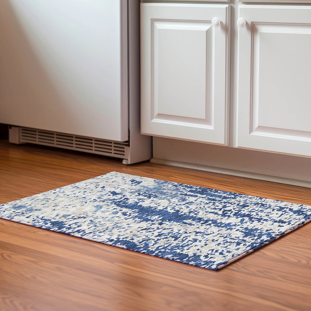 Premium Machine Washable Mayfield AMF944 Navy 1'8" x 2'6" Rug. Picture 5