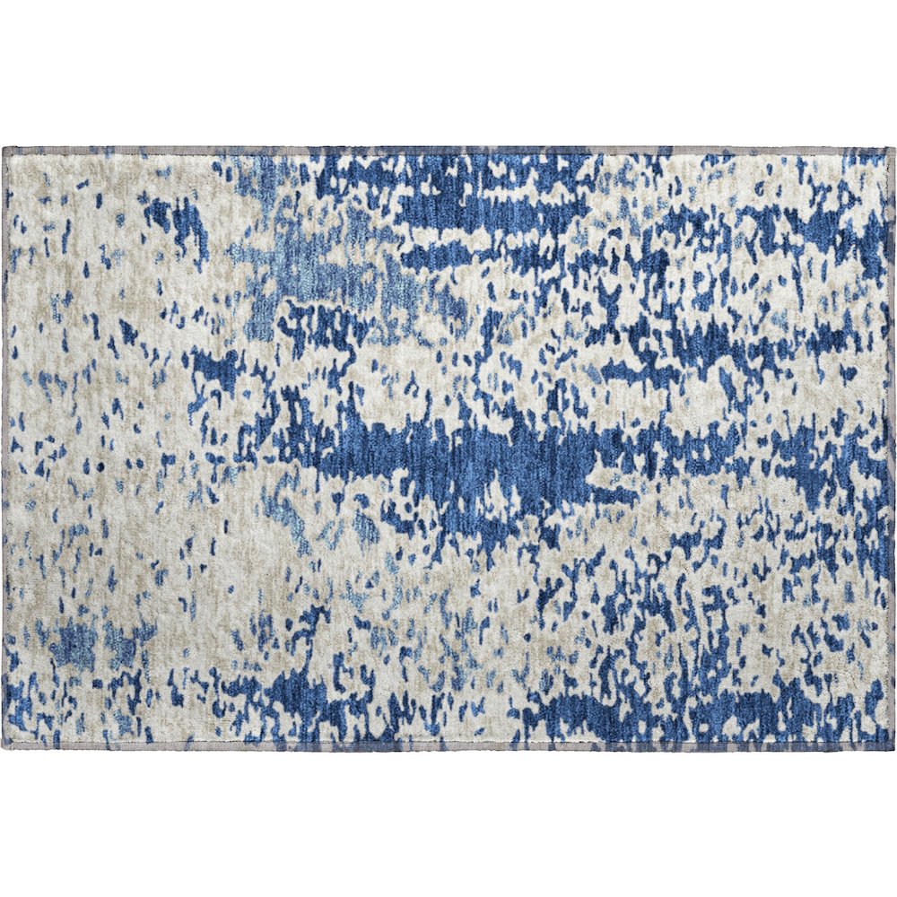 Premium Machine Washable Mayfield AMF944 Navy 1'8" x 2'6" Rug. Picture 1