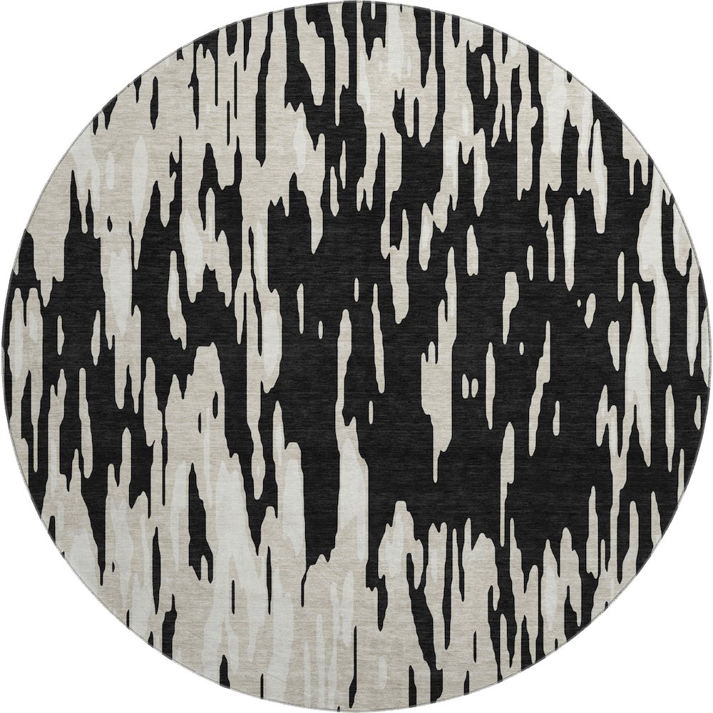 Premium Machine Washable Mayfield AMF945 Black 8' x 8' Round Rug. Picture 1