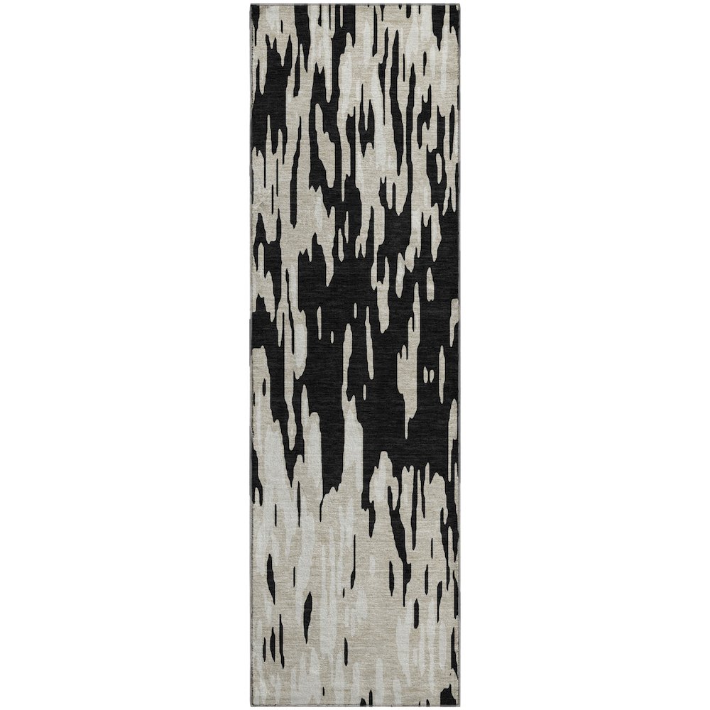 Premium Machine Washable Mayfield AMF945 Black 2'3" x 7'6" Runner Rug. Picture 1