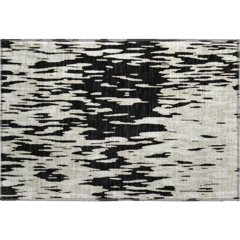 Premium Machine Washable Mayfield AMF945 Black 1'8" x 2'6" Rug. Picture 1