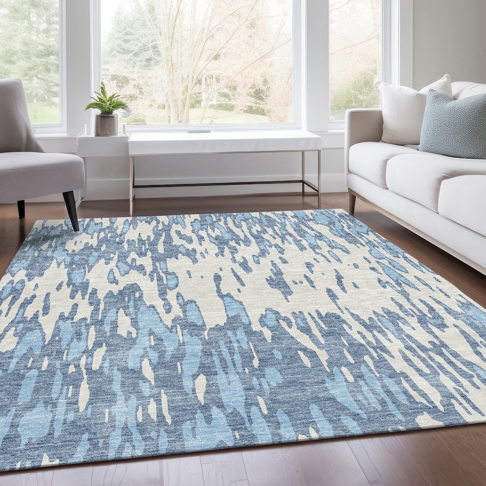 Premium Machine Washable Mayfield AMF945 Denim 2'6" x 3'10" Rug. Picture 6