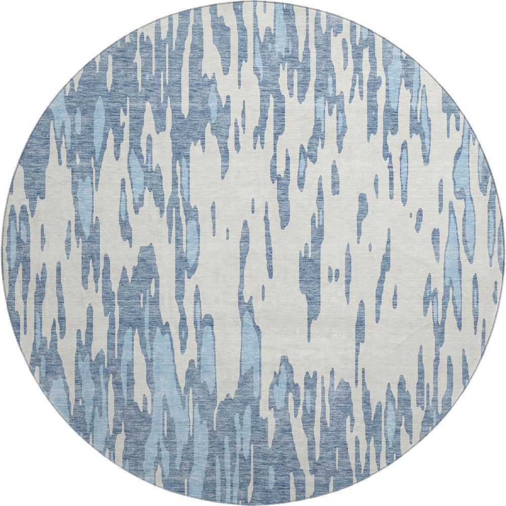 Premium Machine Washable Mayfield AMF945 Denim 8' x 8' Round Rug. Picture 1