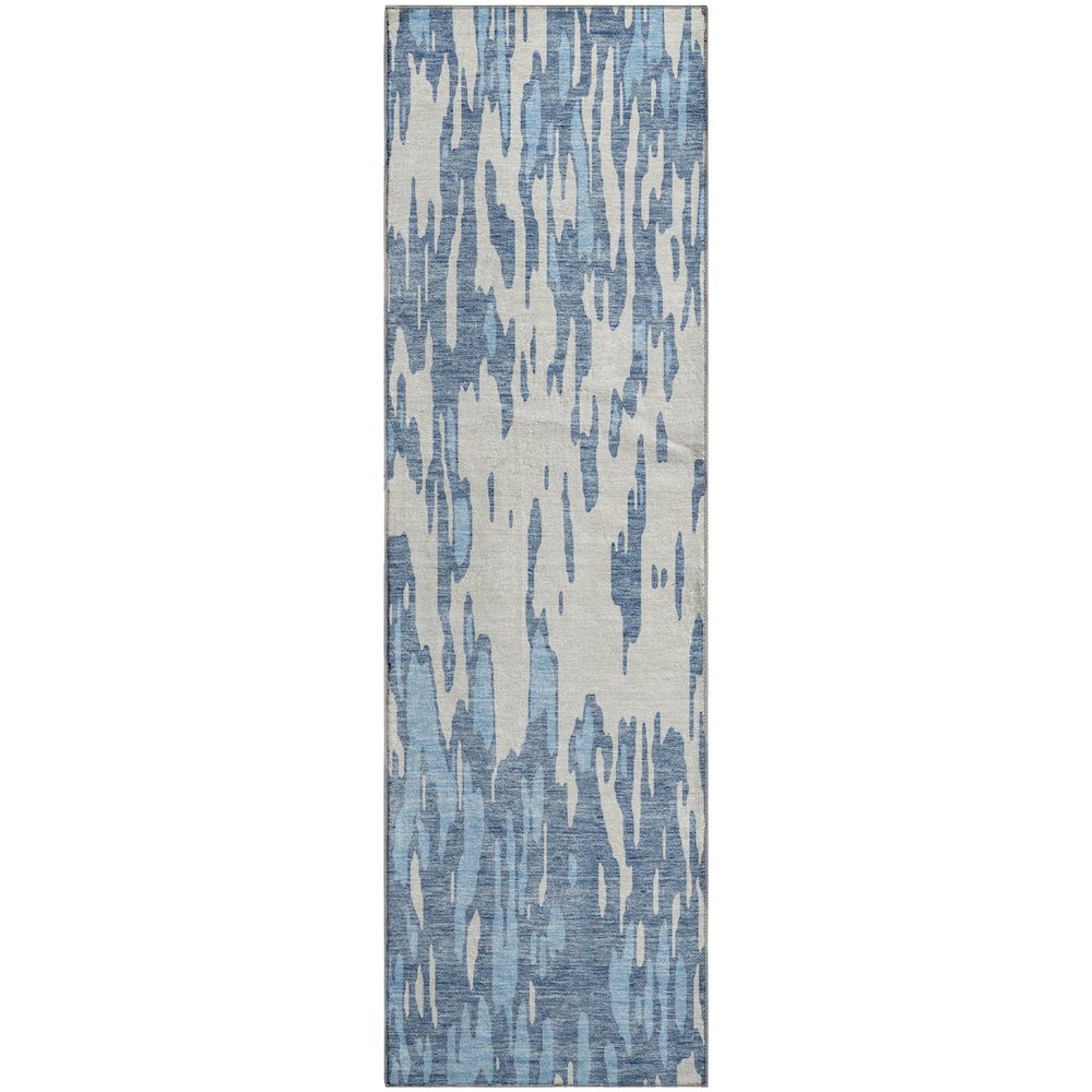 Premium Machine Washable Mayfield AMF945 Denim 2'3" x 7'6" Runner Rug. Picture 1