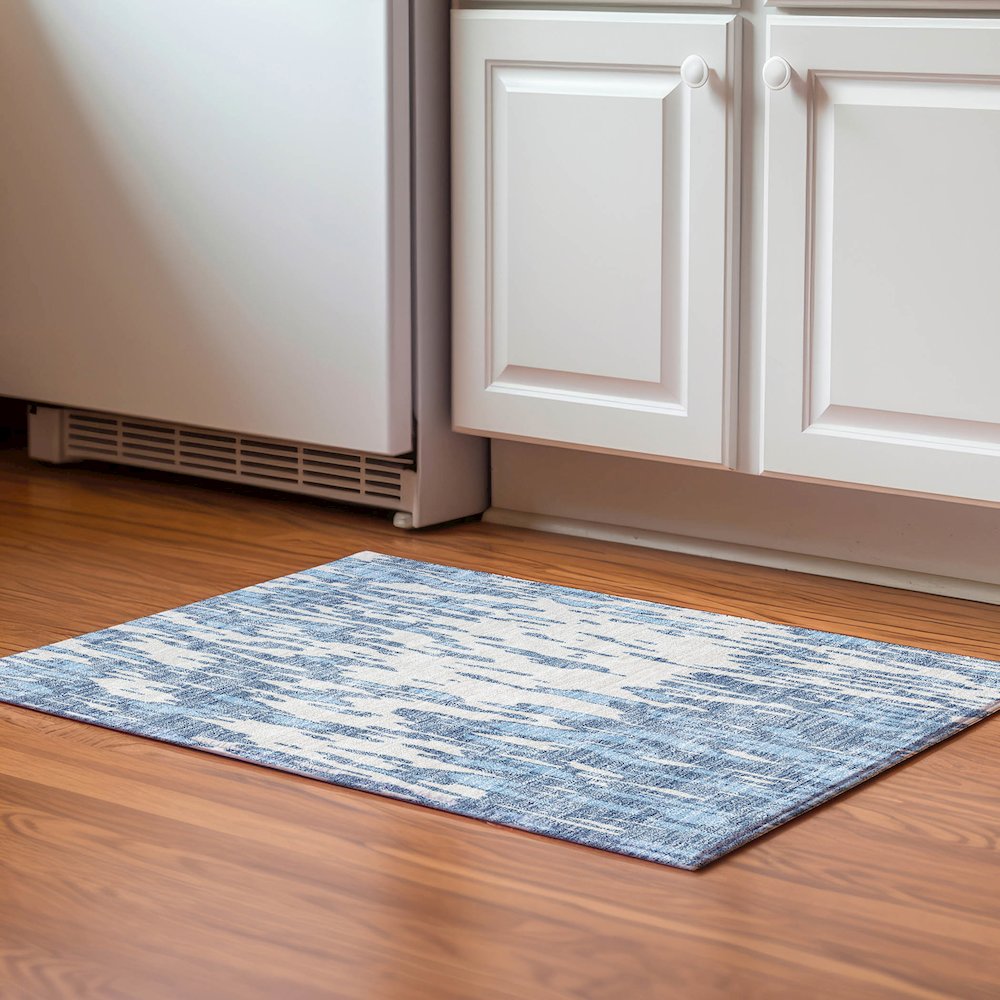 Premium Machine Washable Mayfield AMF945 Denim 1'8" x 2'6" Rug. Picture 5