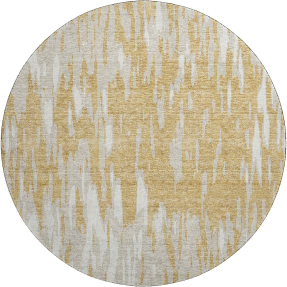 Premium Machine Washable Mayfield AMF945 Gold 8' x 8' Round Rug. Picture 1