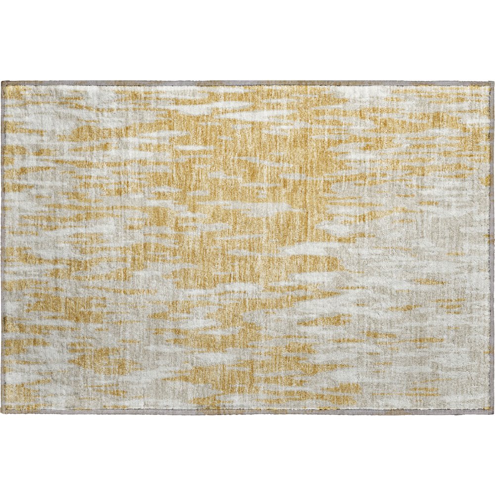 Premium Machine Washable Mayfield AMF945 Gold 1'8" x 2'6" Rug. Picture 1