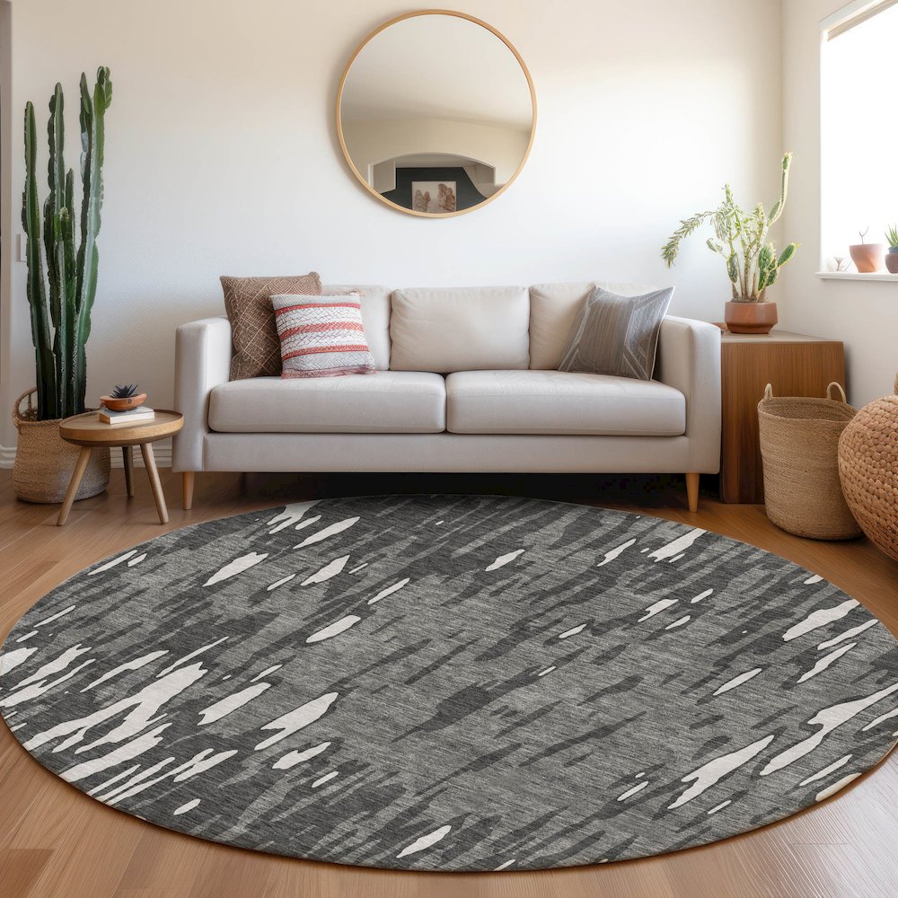 Premium Machine Washable Mayfield AMF945 Gray 8' x 8' Round Rug. Picture 5