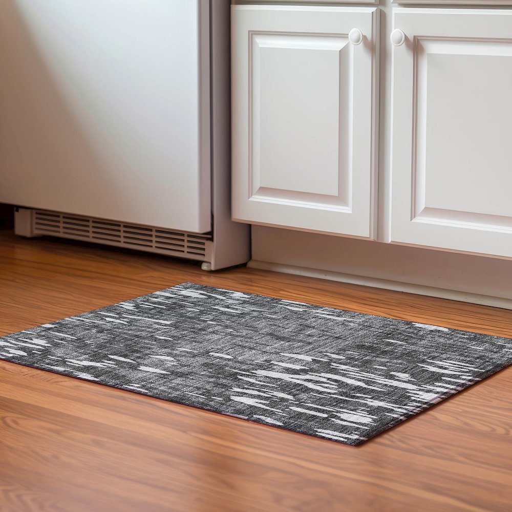 Premium Machine Washable Mayfield AMF945 Gray 1'8" x 2'6" Rug. Picture 5