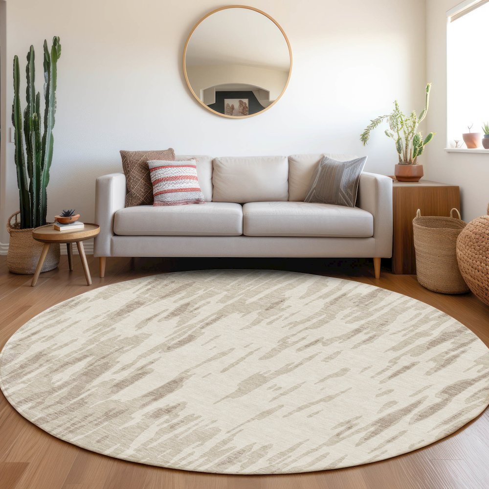 Premium Machine Washable Mayfield AMF945 Ivory 8' x 8' Round Rug. Picture 5
