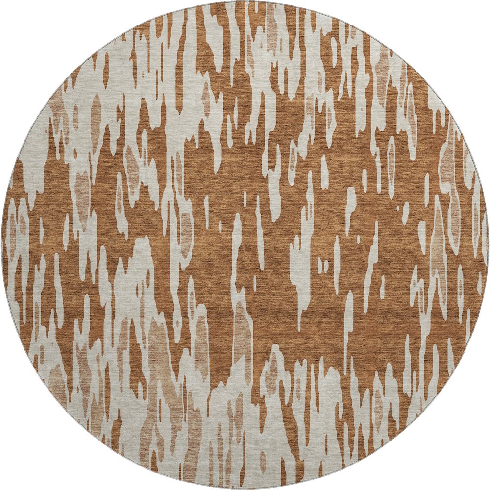 Premium Machine Washable Mayfield AMF945 Paprika 8' x 8' Round Rug. Picture 1