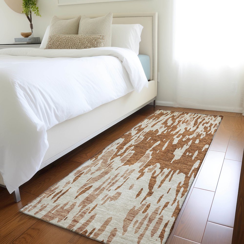Premium Machine Washable Mayfield AMF945 Paprika 2'3" x 7'6" Runner Rug. Picture 5