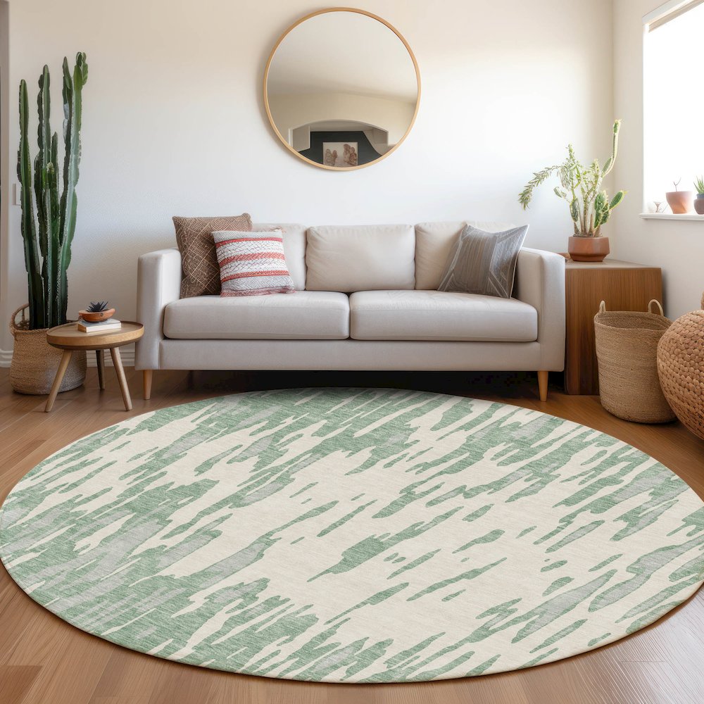 Premium Machine Washable Mayfield AMF945 Sage 8' x 8' Round Rug. Picture 5