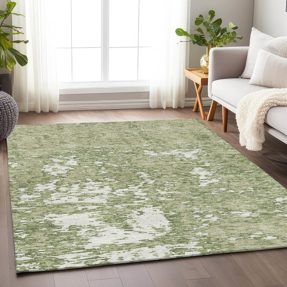 Premium Machine Washable Mayfield AMF946 Aloe 2'6" x 3'10" Rug. Picture 5