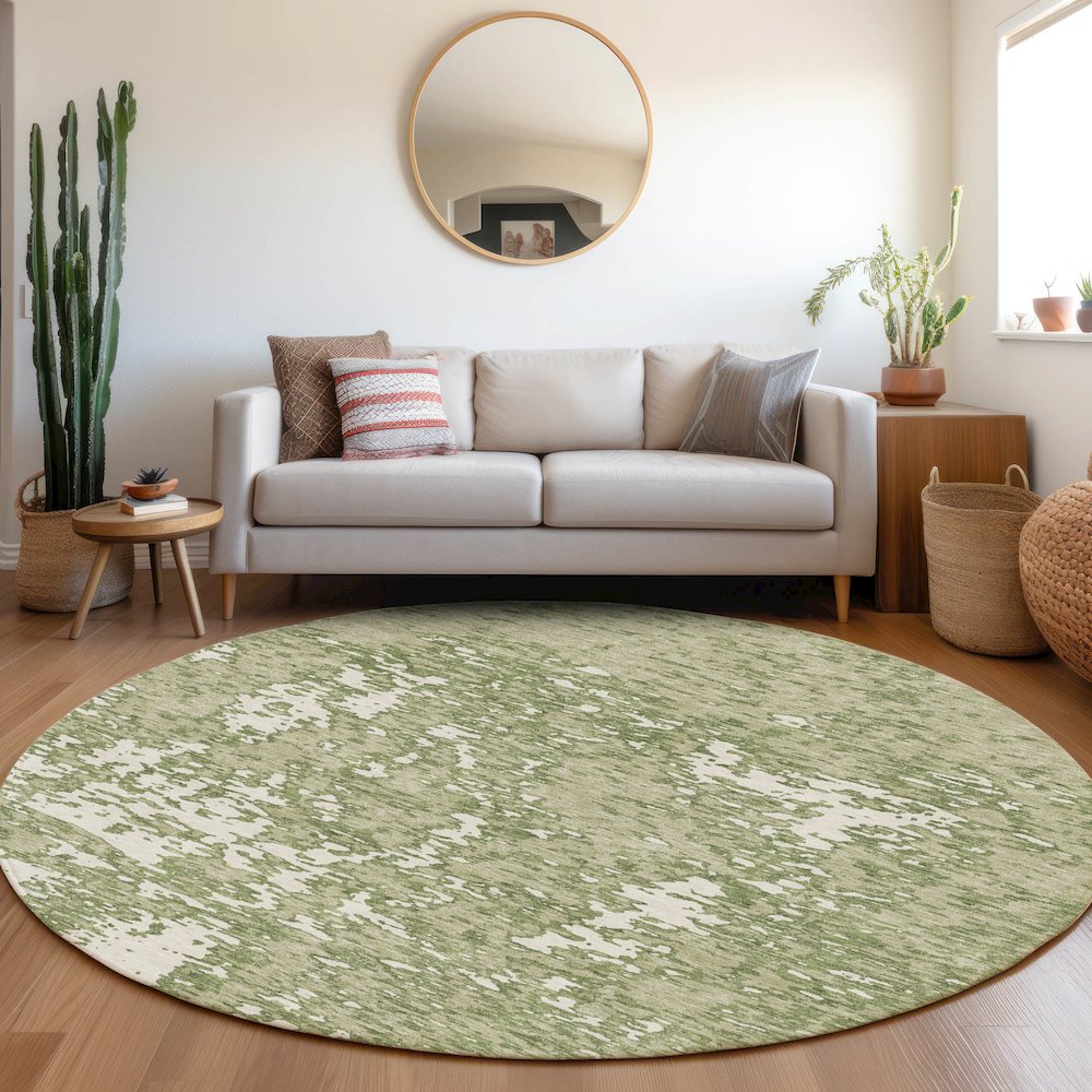 Premium Machine Washable Mayfield AMF946 Aloe 8' x 8' Round Rug. Picture 5