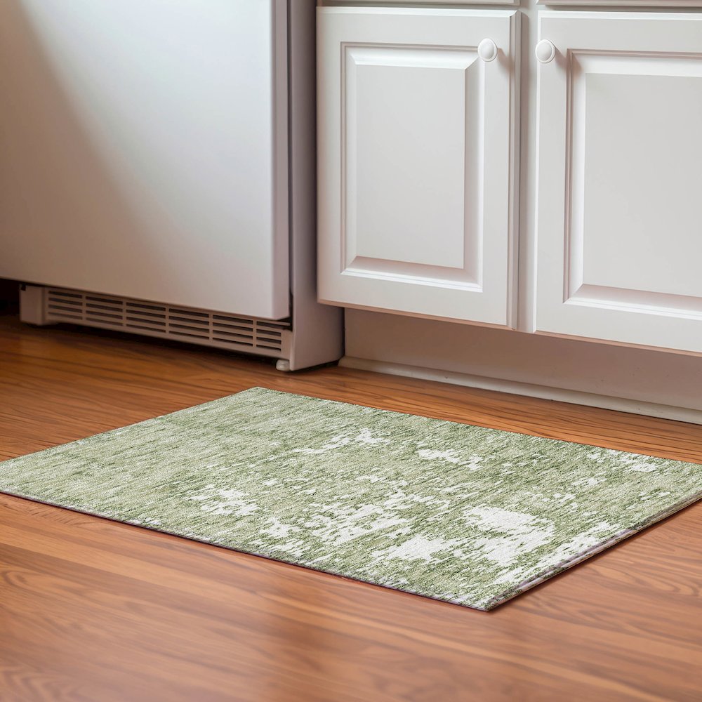 Premium Machine Washable Mayfield AMF946 Aloe 1'8" x 2'6" Rug. Picture 5