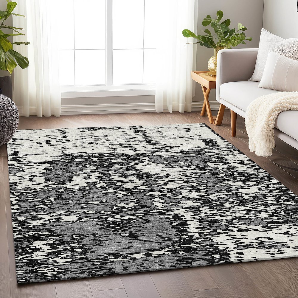 Premium Machine Washable Mayfield AMF946 Black 2'6" x 3'10" Rug. Picture 5