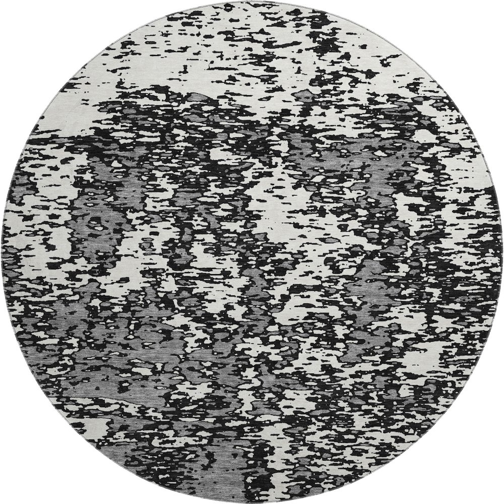 Premium Machine Washable Mayfield AMF946 Black 8' x 8' Round Rug. Picture 1