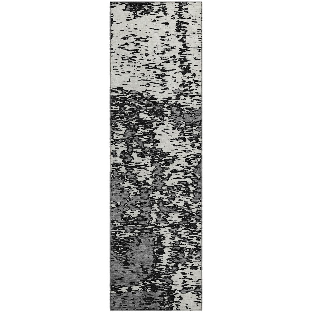 Premium Machine Washable Mayfield AMF946 Black 2'3" x 7'6" Runner Rug. Picture 1