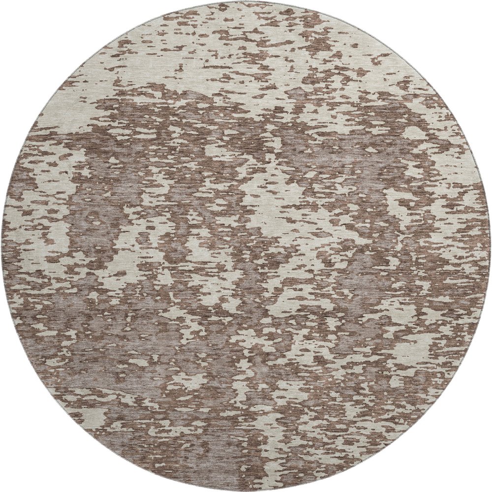 Premium Machine Washable Mayfield AMF946 Brown 8' x 8' Round Rug. Picture 1