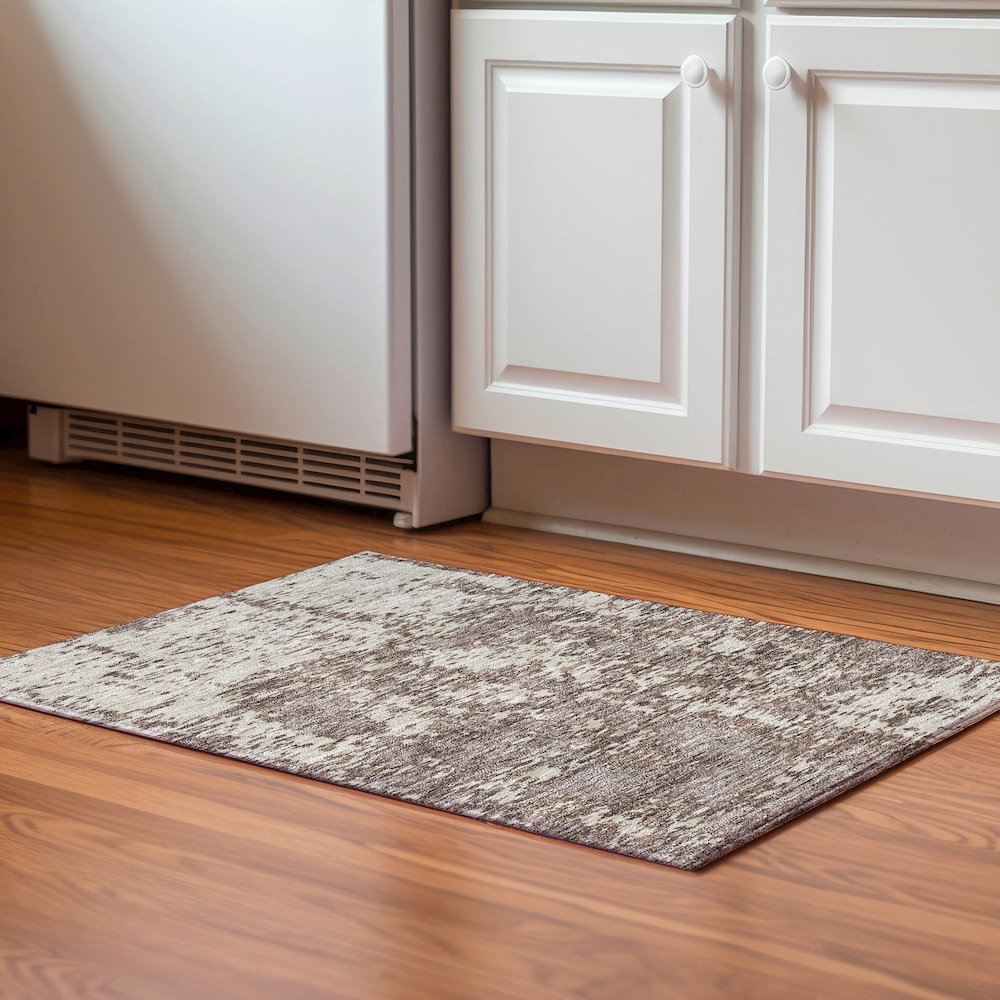 Premium Machine Washable Mayfield AMF946 Brown 1'8" x 2'6" Rug. Picture 5