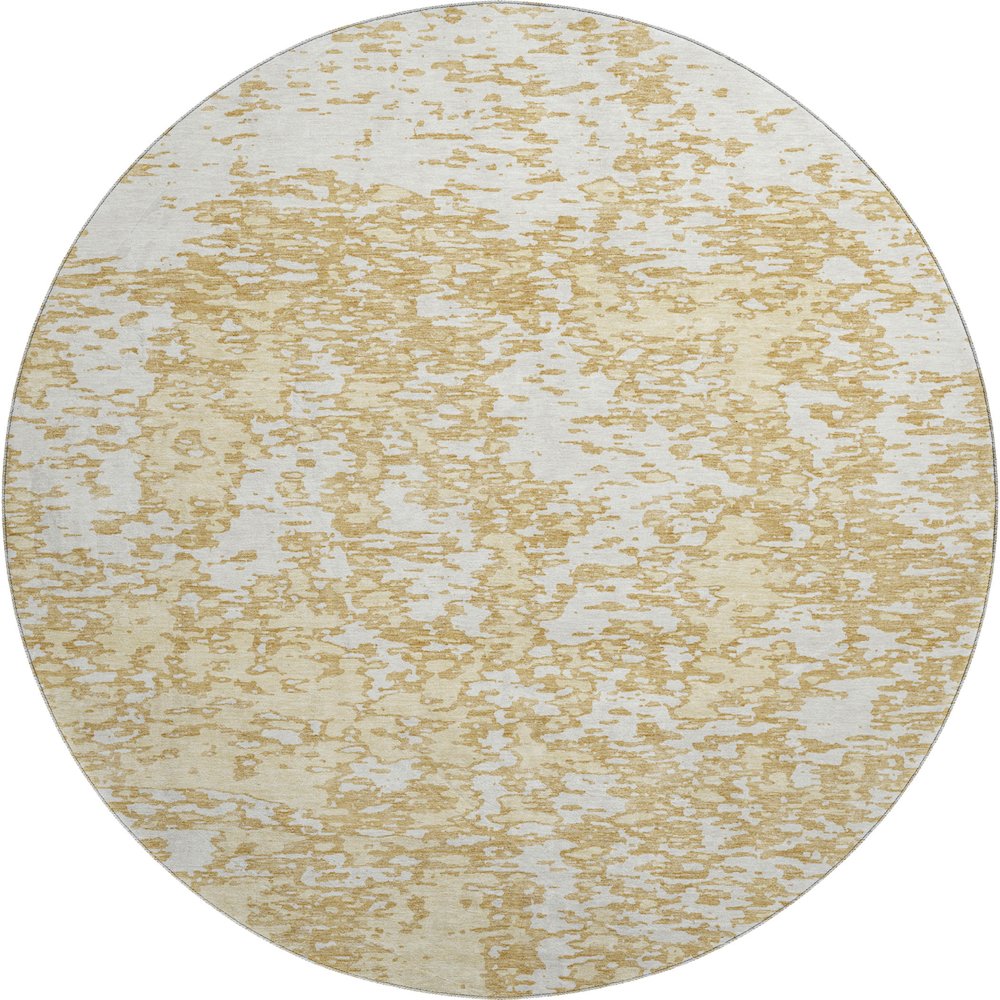Premium Machine Washable Mayfield AMF946 Gold 8' x 8' Round Rug. Picture 1