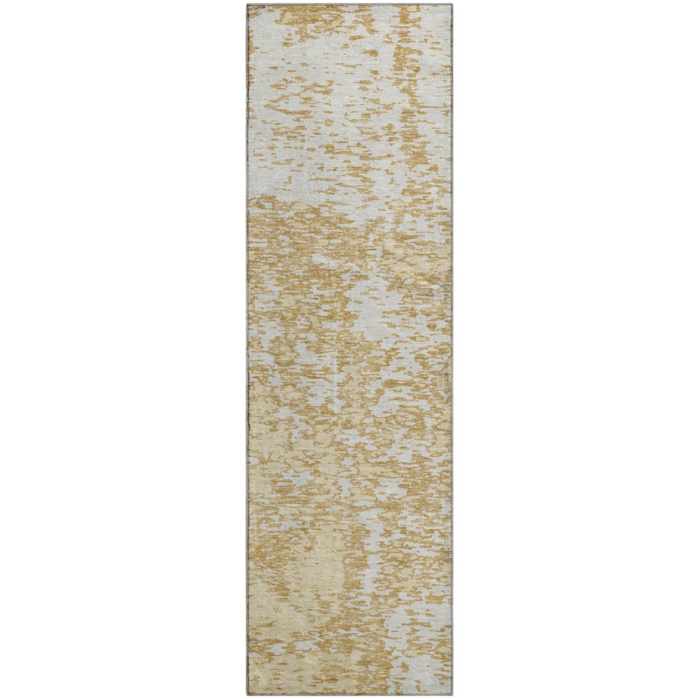 Premium Machine Washable Mayfield AMF946 Gold 2'3" x 7'6" Runner Rug. Picture 1