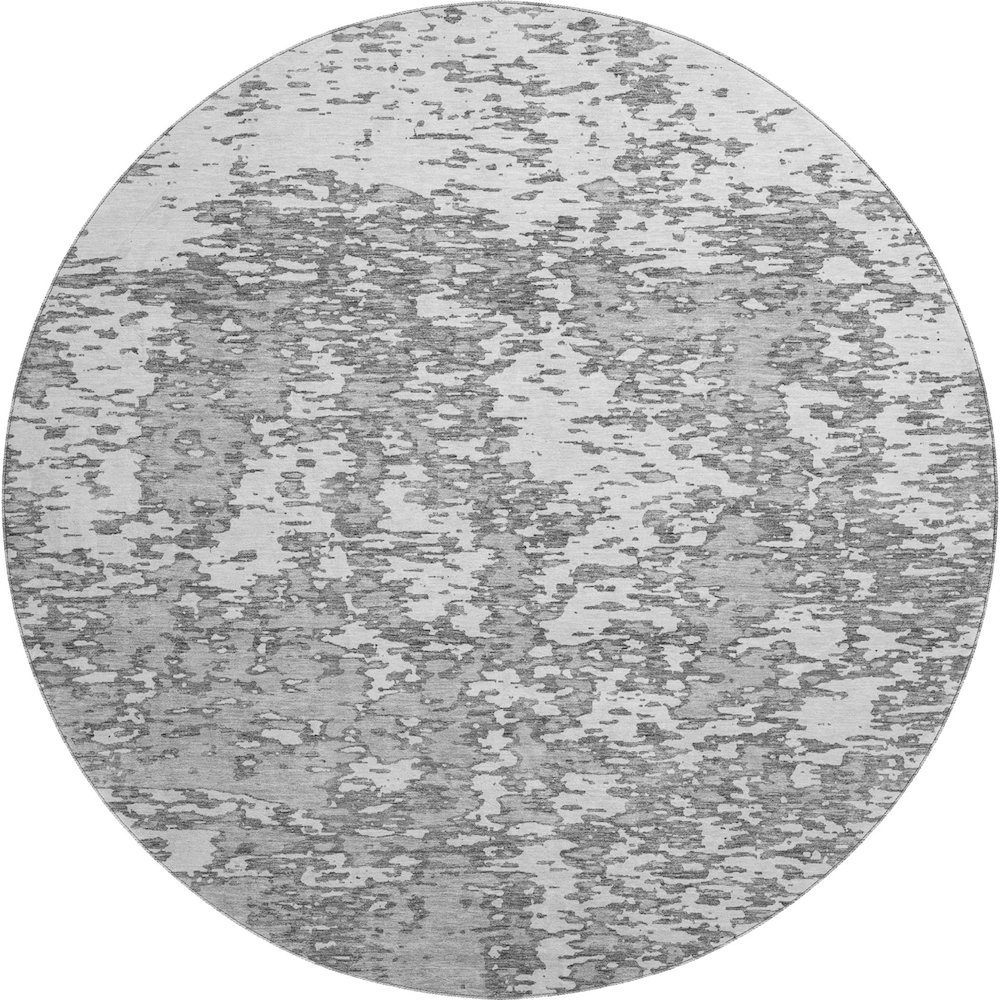 Premium Machine Washable Mayfield AMF946 Gray 8' x 8' Round Rug. Picture 1