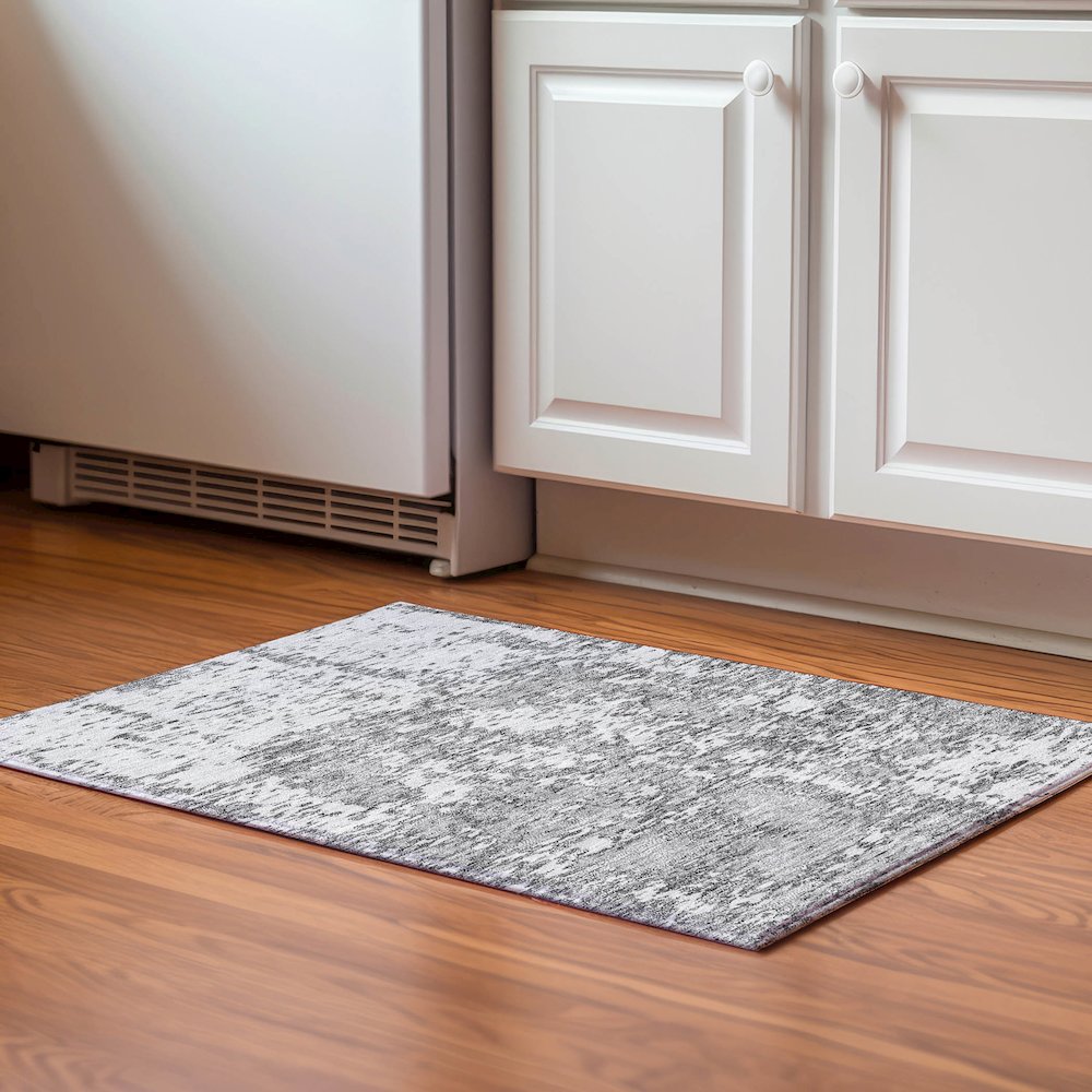 Premium Machine Washable Mayfield AMF946 Gray 1'8" x 2'6" Rug. Picture 5