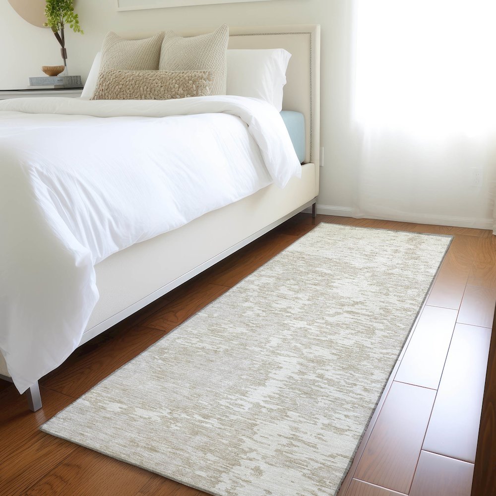 Premium Machine Washable Mayfield AMF946 Ivory 2'3" x 7'6" Runner Rug. Picture 5