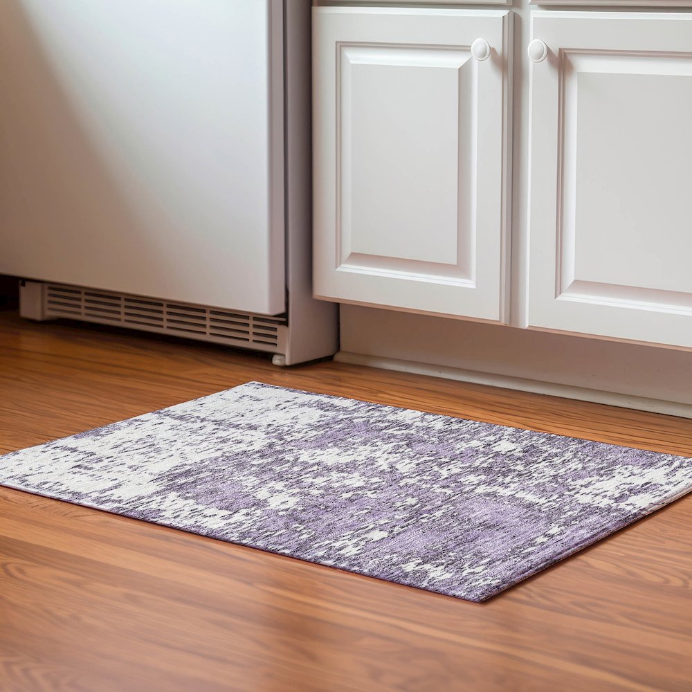 Premium Machine Washable Mayfield AMF946 Lavender 1'8" x 2'6" Rug. Picture 5