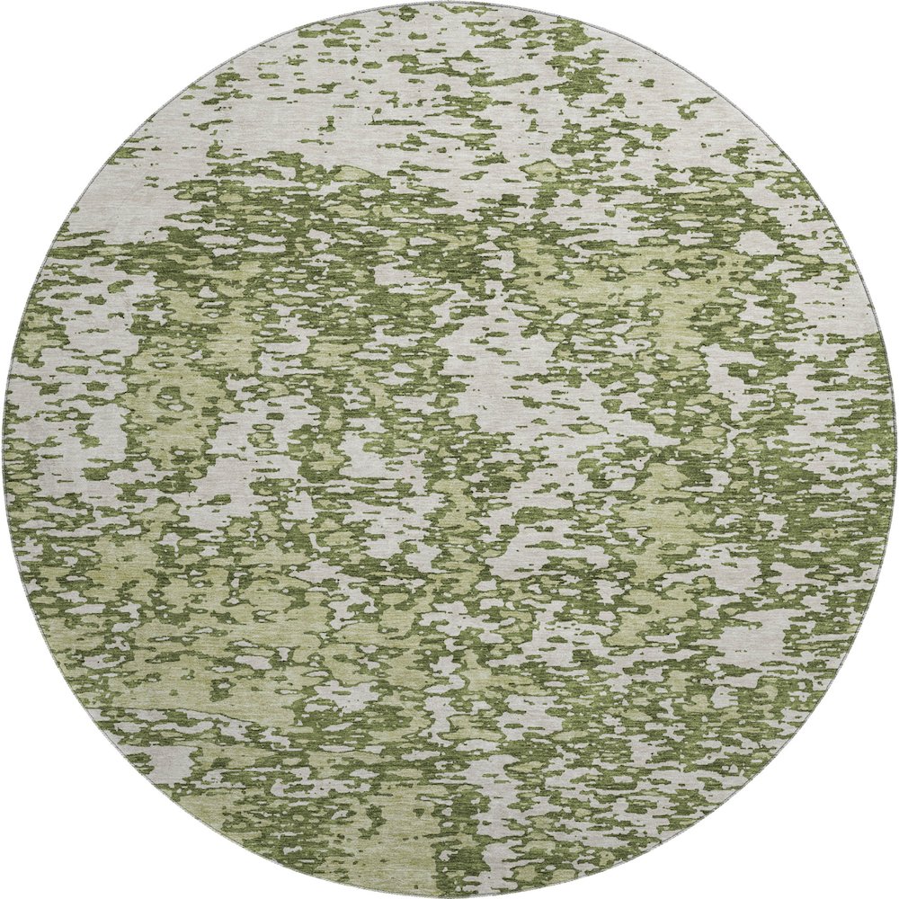 Premium Machine Washable Mayfield AMF946 Olive 8' x 8' Round Rug. Picture 1