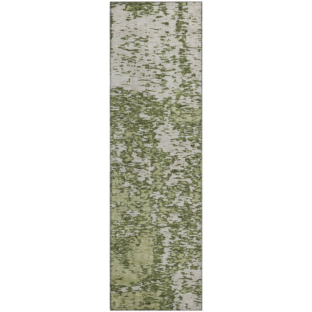 Premium Machine Washable Mayfield AMF946 Olive 2'3" x 7'6" Runner Rug. Picture 1