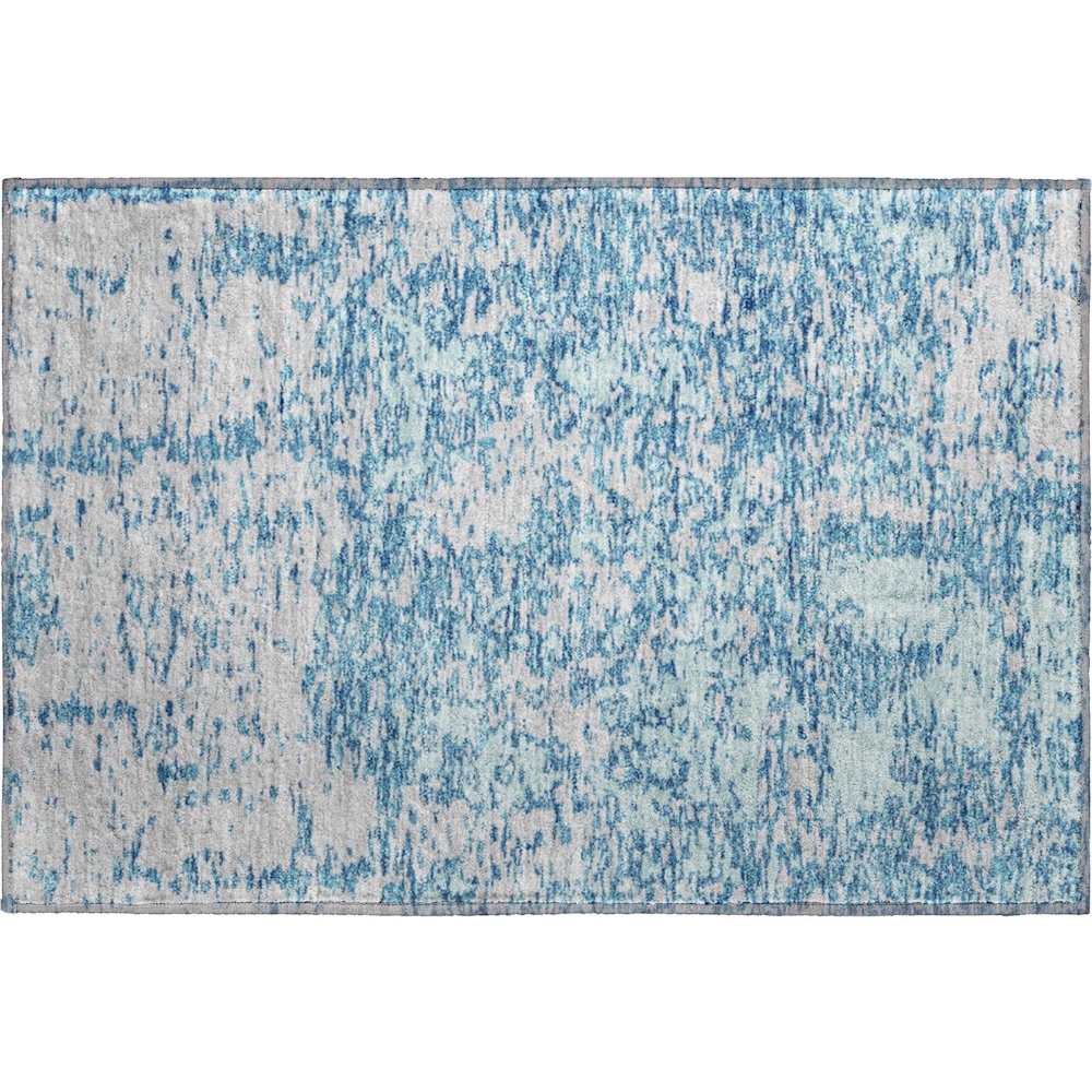 Premium Machine Washable Mayfield AMF946 Teal 1'8" x 2'6" Rug. Picture 1