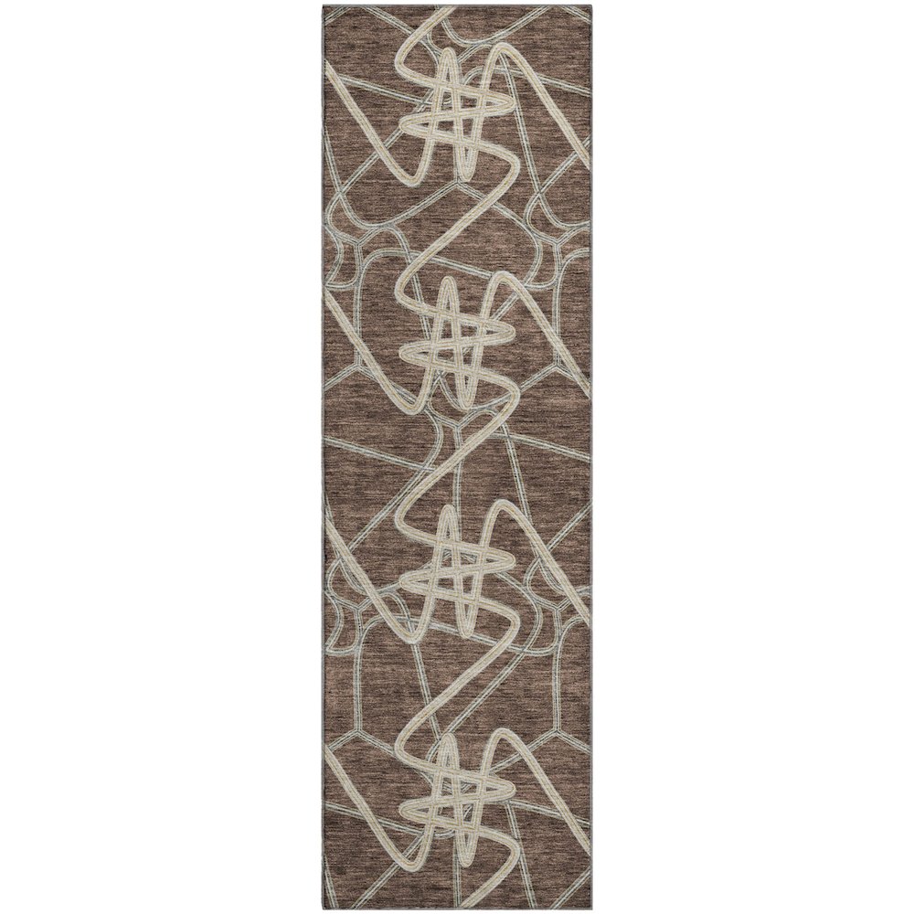 Premium Machine Washable Mayfield AMF947 Brown 2'3" x 7'6" Runner Rug. Picture 1