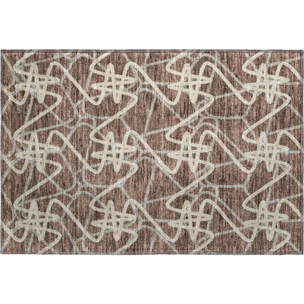 Premium Machine Washable Mayfield AMF947 Brown 1'8" x 2'6" Rug. Picture 1