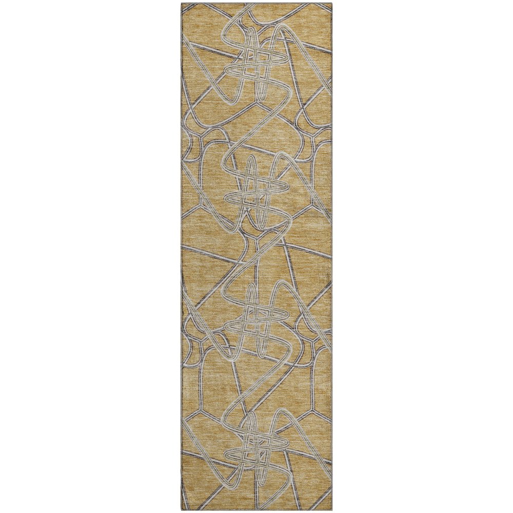 Premium Machine Washable Mayfield AMF947 Gold 2'3" x 7'6" Runner Rug. Picture 1