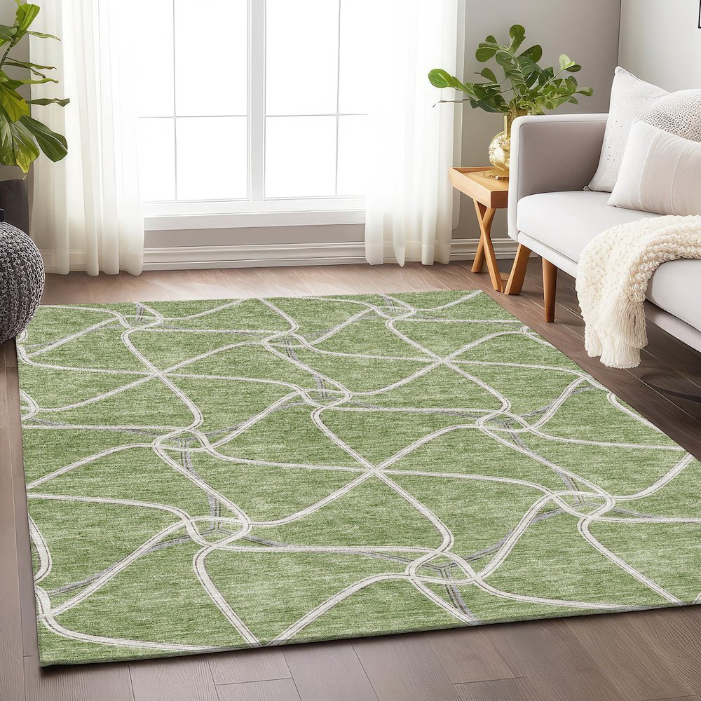 Premium Machine Washable Mayfield AMF948 Aloe 2'6" x 3'10" Rug. Picture 5