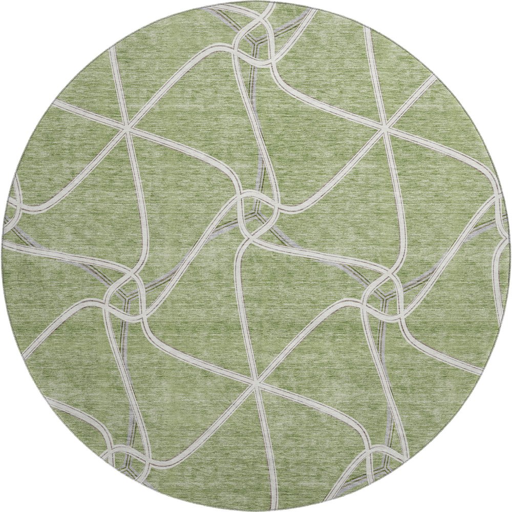 Premium Machine Washable Mayfield AMF948 Aloe 8' x 8' Round Rug. Picture 1
