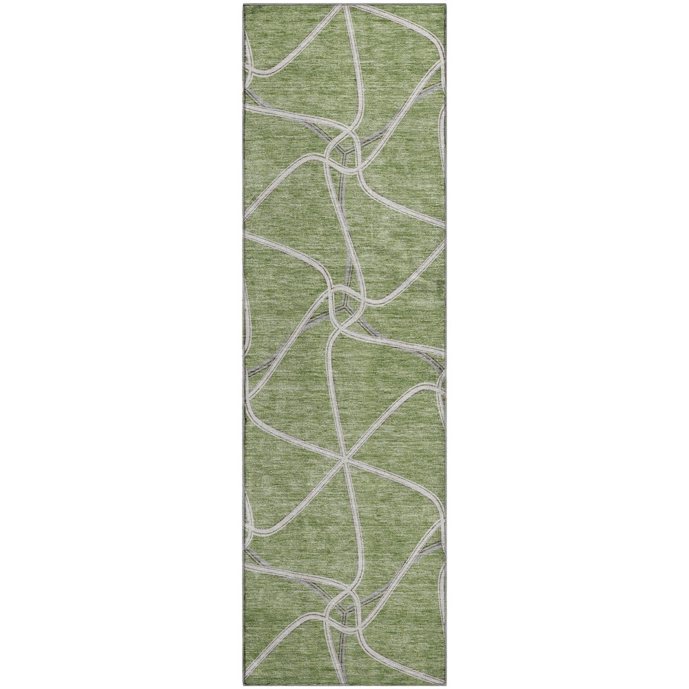 Premium Machine Washable Mayfield AMF948 Aloe 2'3" x 7'6" Runner Rug. Picture 1