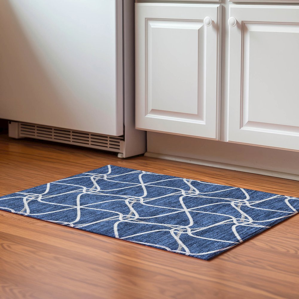 Premium Machine Washable Mayfield AMF948 Blue 1'8" x 2'6" Rug. Picture 5