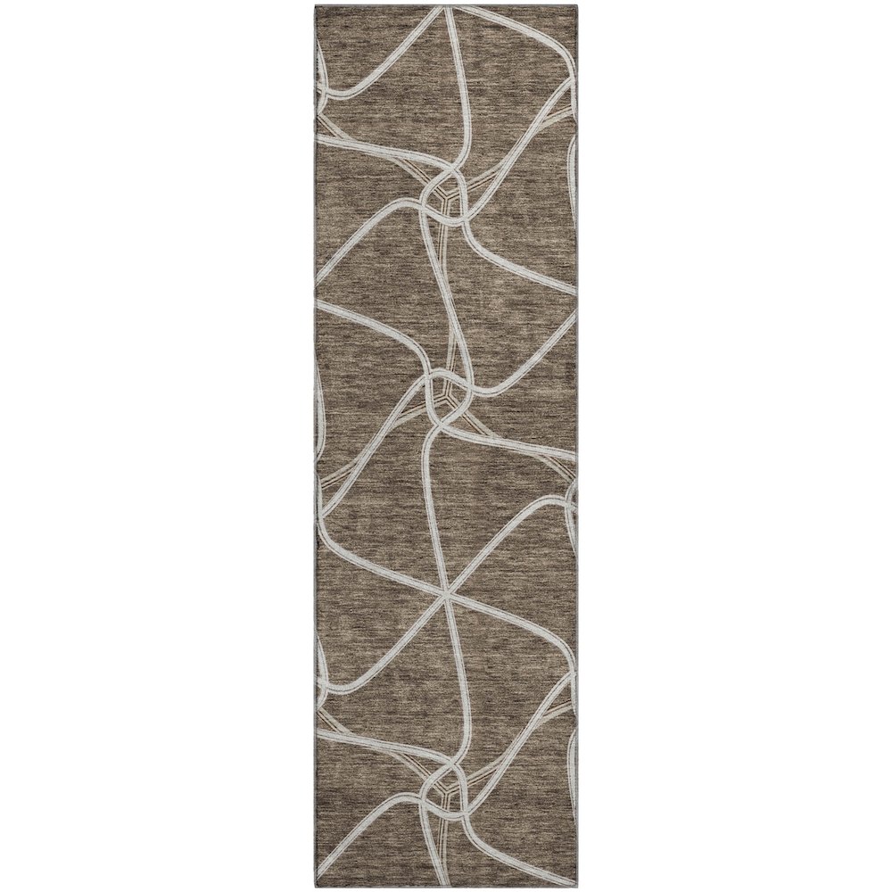 Premium Machine Washable Mayfield AMF948 Brown 2'3" x 7'6" Runner Rug. Picture 1