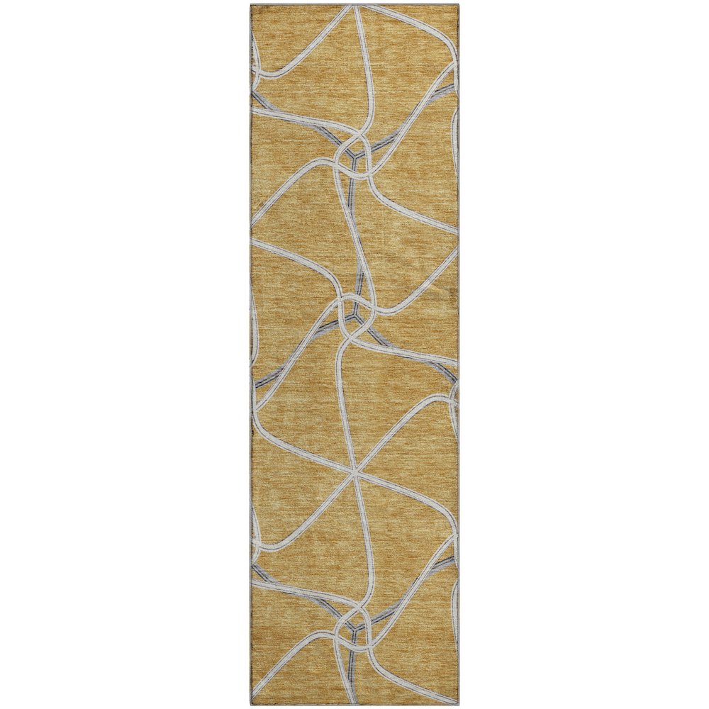 Premium Machine Washable Mayfield AMF948 Gold 2'3" x 7'6" Runner Rug. Picture 1
