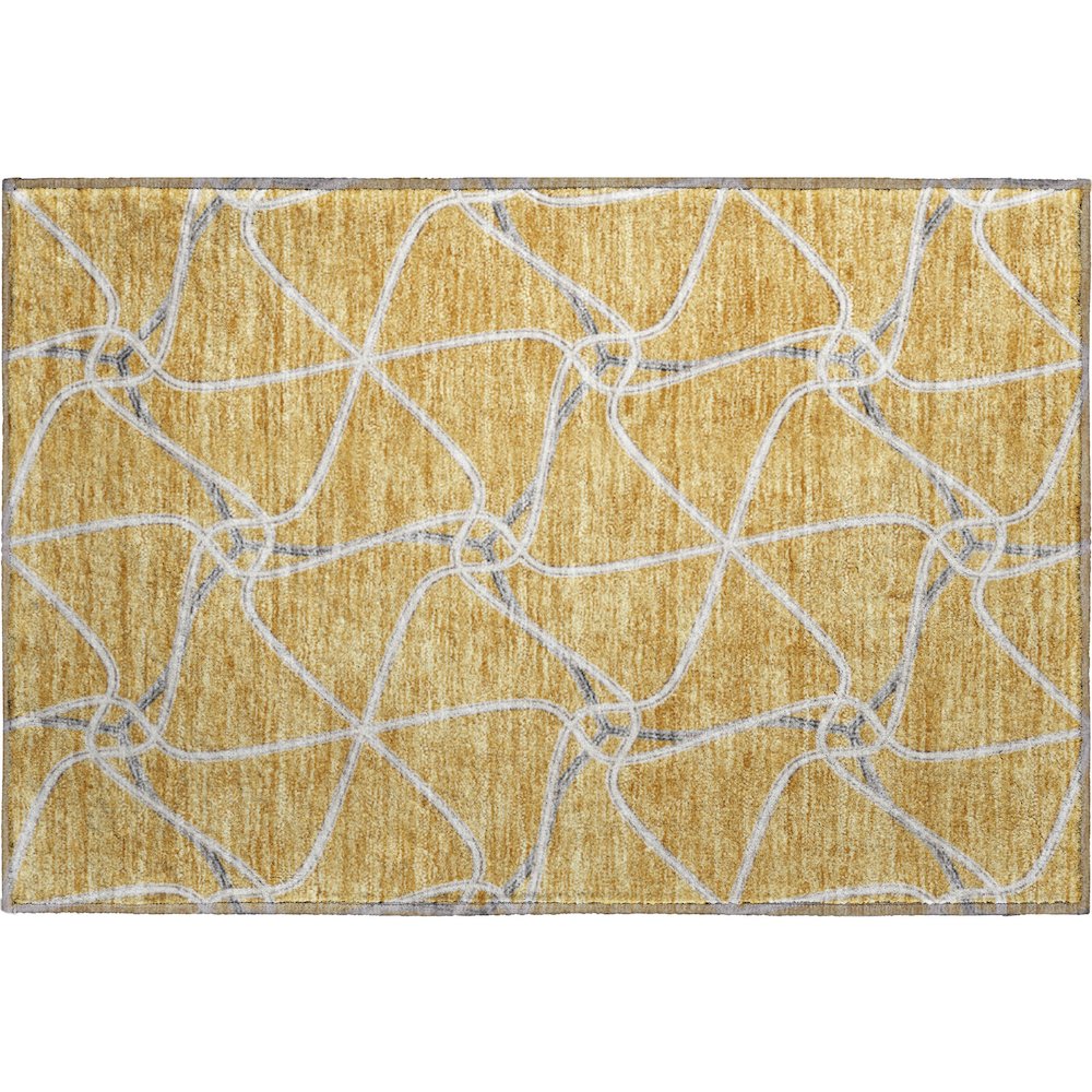 Premium Machine Washable Mayfield AMF948 Gold 1'8" x 2'6" Rug. Picture 1
